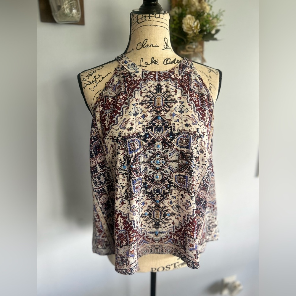 Miss me blouse beaded bohemian tank Gypsy hippie western art to‎ wear top - Picture 3 of 11